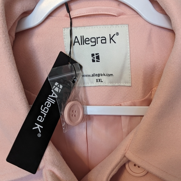 NWT Women's Allegra K - Peter Pan Collar Regular Fit -Double Breasted Trenchcoat - Picture 6 of 11